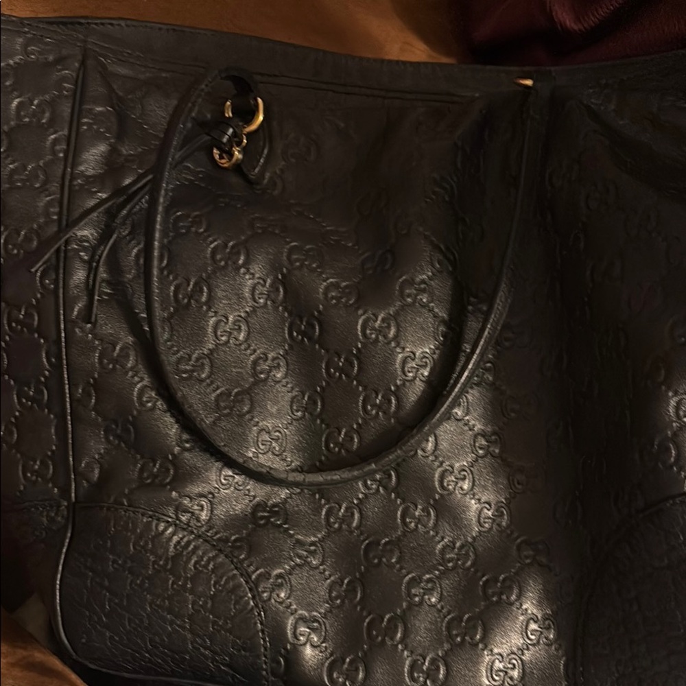 Gucci Embossed Black Leather Tote - Picture 5 of 11